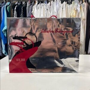 Salvatore Ferragamo Metallic Silver and Red Anniversary Bag